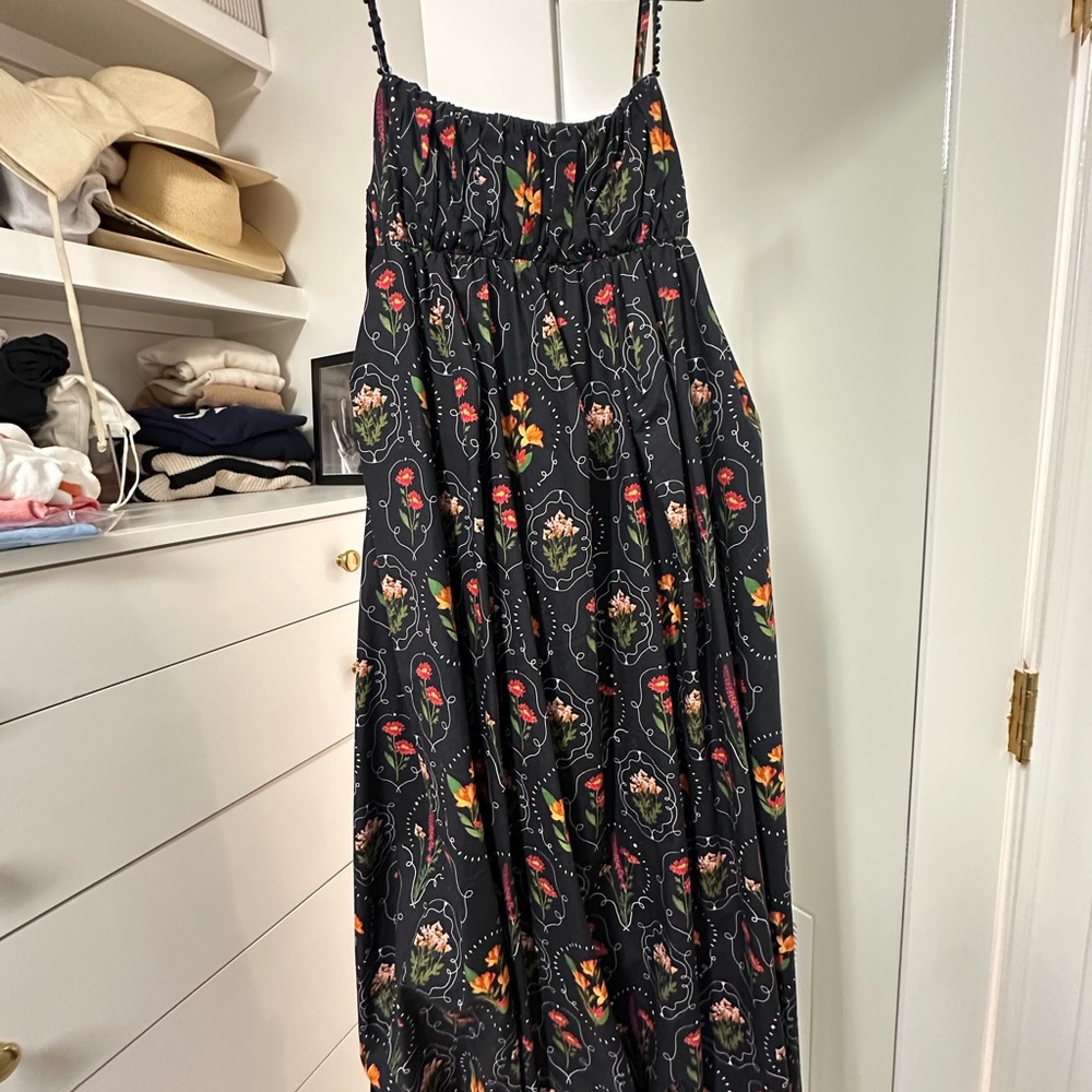 Agua by Agua Bendita Black Floral Midi Dress